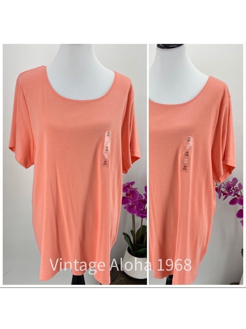 Karen Scott Coral Scoop Neck Tee 3X - Picture 4 of 6
